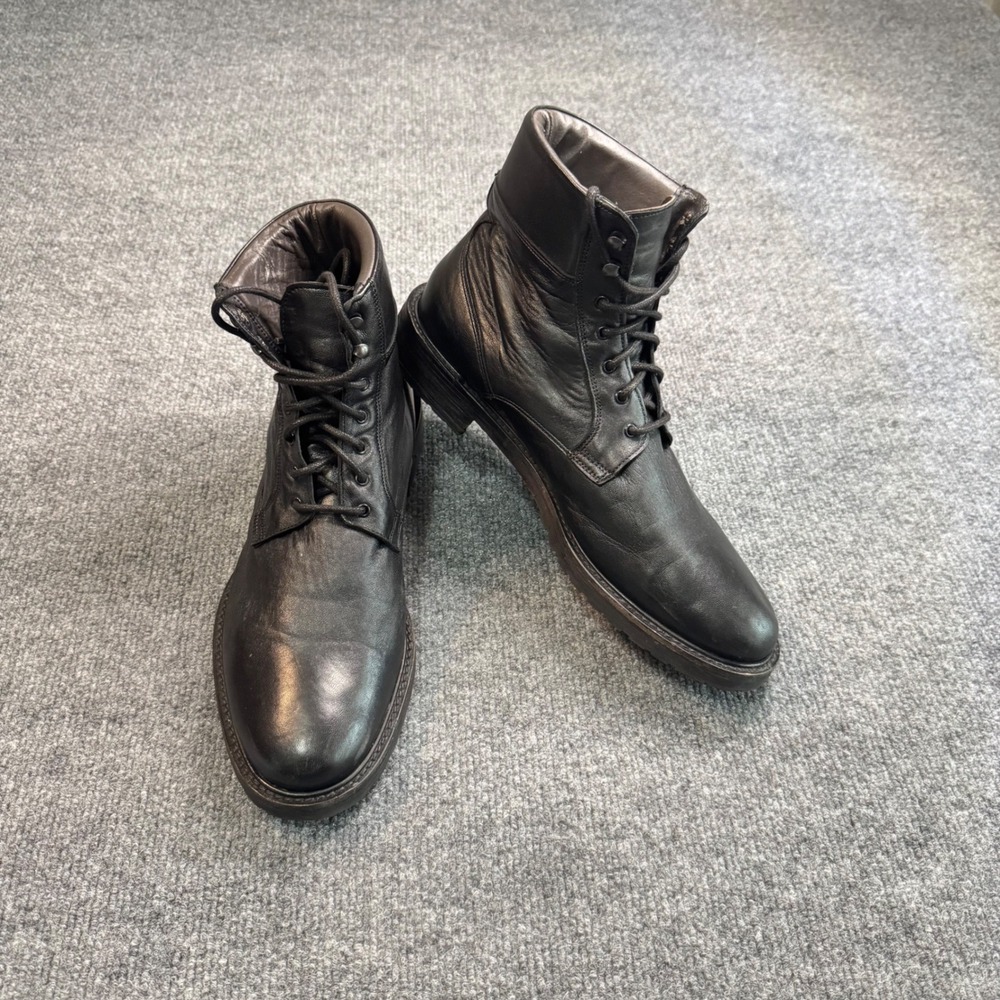 To Boot New York Adam Derrick Mens Black Leather Combat Boots Made in Italy 9M